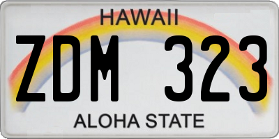HI license plate ZDM323