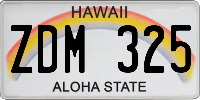 HI license plate ZDM325