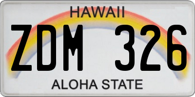 HI license plate ZDM326