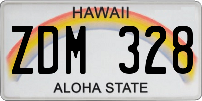 HI license plate ZDM328