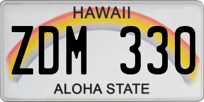 HI license plate ZDM330