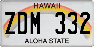 HI license plate ZDM332