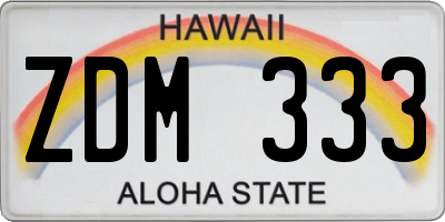 HI license plate ZDM333