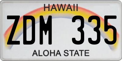 HI license plate ZDM335