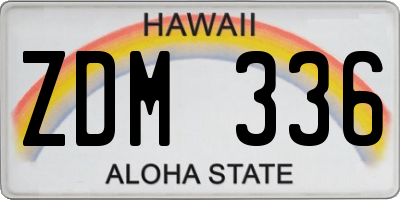 HI license plate ZDM336