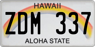 HI license plate ZDM337