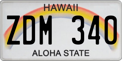HI license plate ZDM340