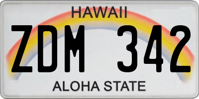 HI license plate ZDM342