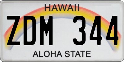 HI license plate ZDM344