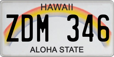 HI license plate ZDM346