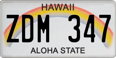 HI license plate ZDM347