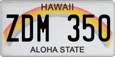 HI license plate ZDM350