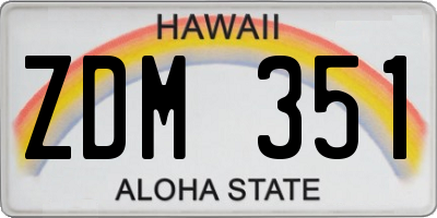 HI license plate ZDM351