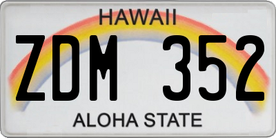 HI license plate ZDM352