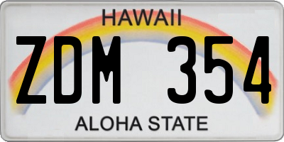 HI license plate ZDM354