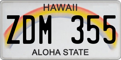 HI license plate ZDM355