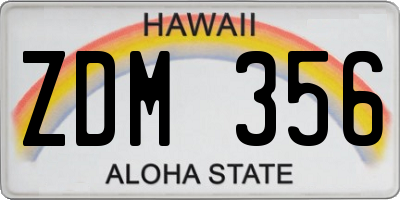 HI license plate ZDM356