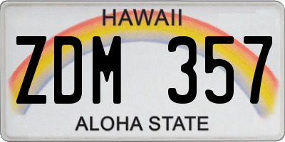 HI license plate ZDM357