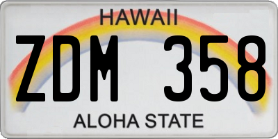 HI license plate ZDM358