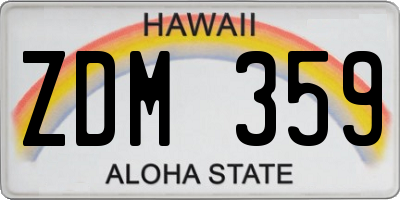 HI license plate ZDM359