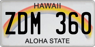 HI license plate ZDM360