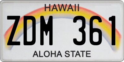 HI license plate ZDM361