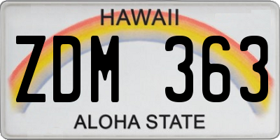 HI license plate ZDM363
