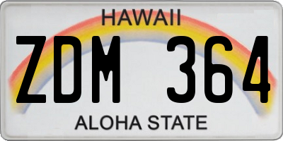 HI license plate ZDM364