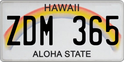 HI license plate ZDM365
