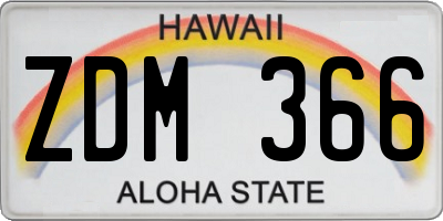 HI license plate ZDM366
