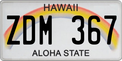 HI license plate ZDM367
