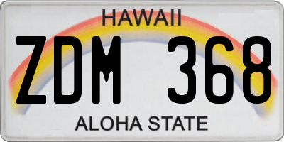 HI license plate ZDM368