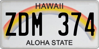 HI license plate ZDM374