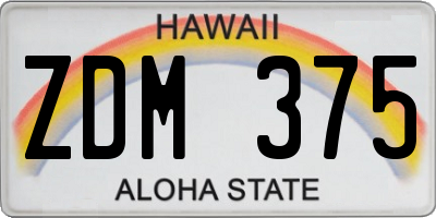 HI license plate ZDM375