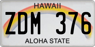HI license plate ZDM376