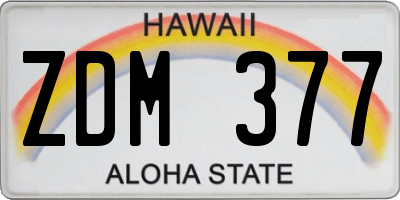 HI license plate ZDM377