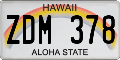 HI license plate ZDM378