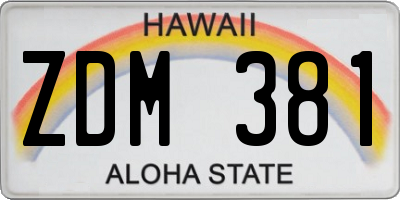 HI license plate ZDM381