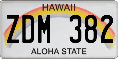 HI license plate ZDM382
