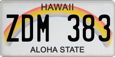 HI license plate ZDM383