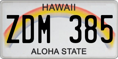 HI license plate ZDM385