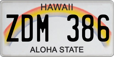 HI license plate ZDM386