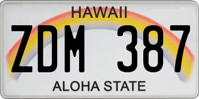 HI license plate ZDM387