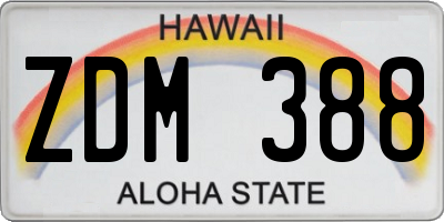 HI license plate ZDM388