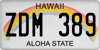 HI license plate ZDM389