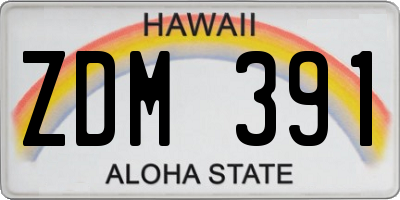 HI license plate ZDM391