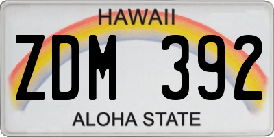 HI license plate ZDM392