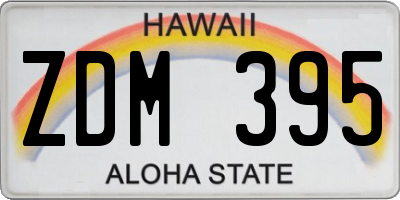 HI license plate ZDM395