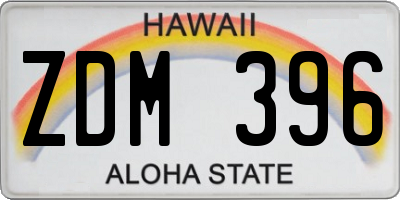 HI license plate ZDM396