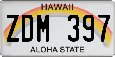 HI license plate ZDM397